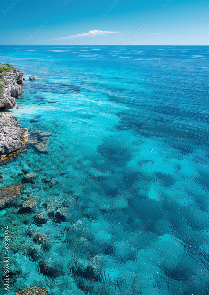 Obraz premium Beautiful coastal reef, bay. Clear blue ocean water. Travel destination. 