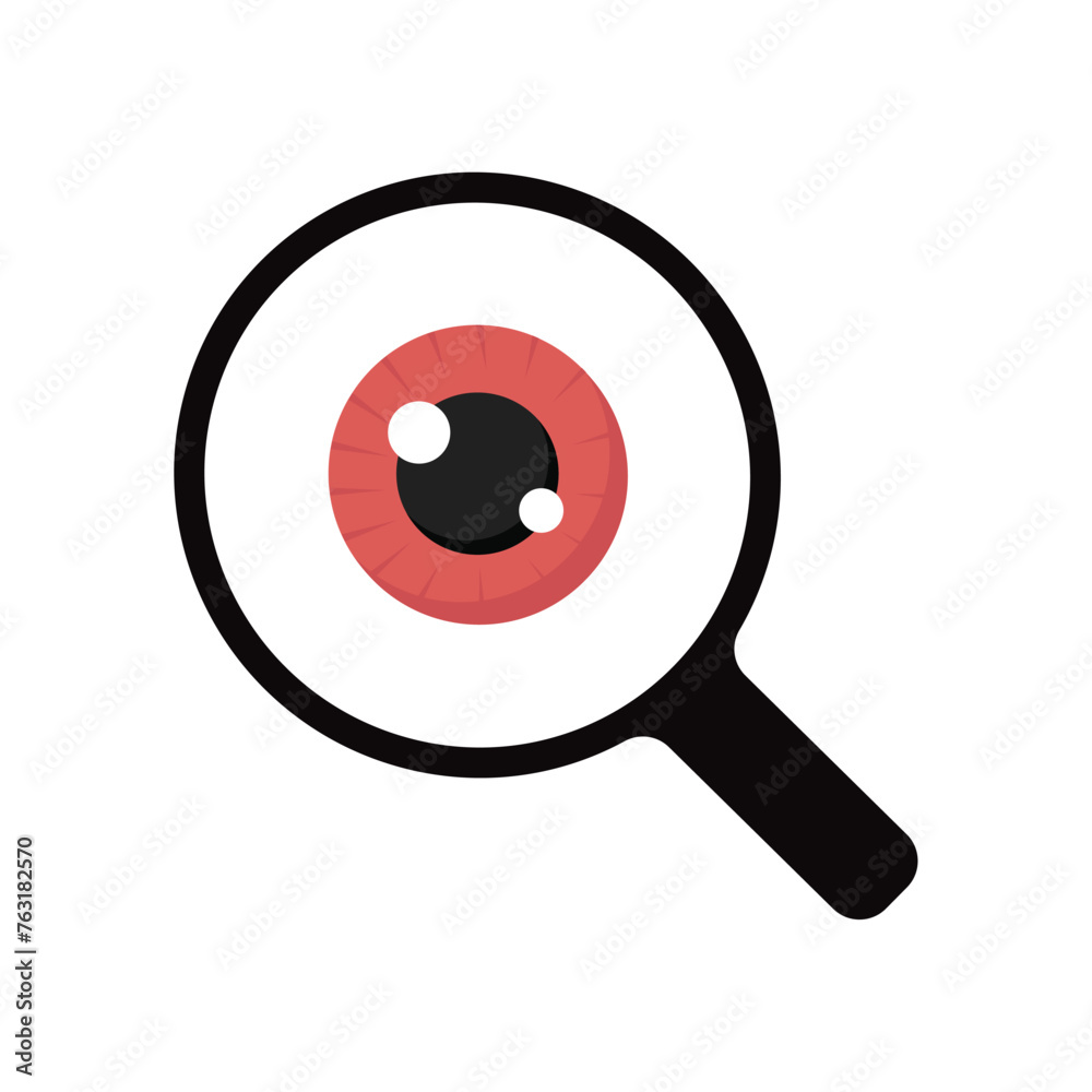 Magnifying glass with red eyeball icon Magnifying glass with red eyeball icon