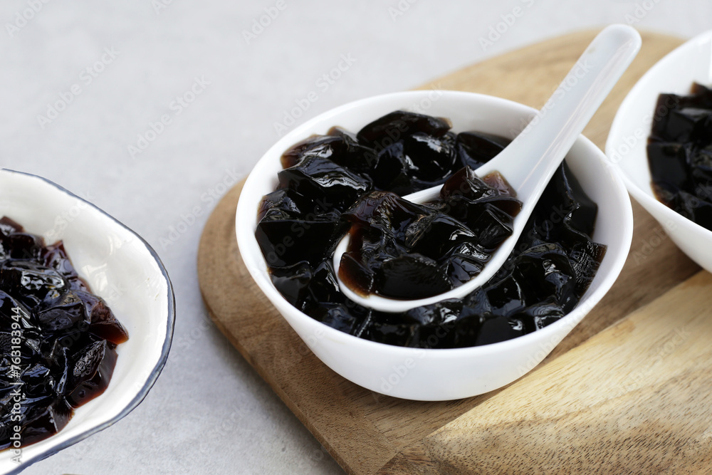 Grass jelly, herbal dessert. Mesona chinensis Grass jelly, herbal dessert. Mesona chinensis