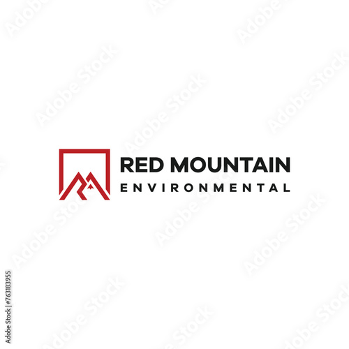red mountain peak landscape logo design