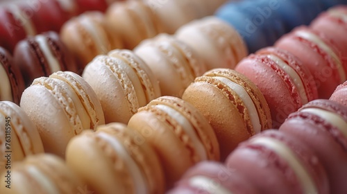 French dessert macaroon cookies, abstract food sweets background. Generative AI