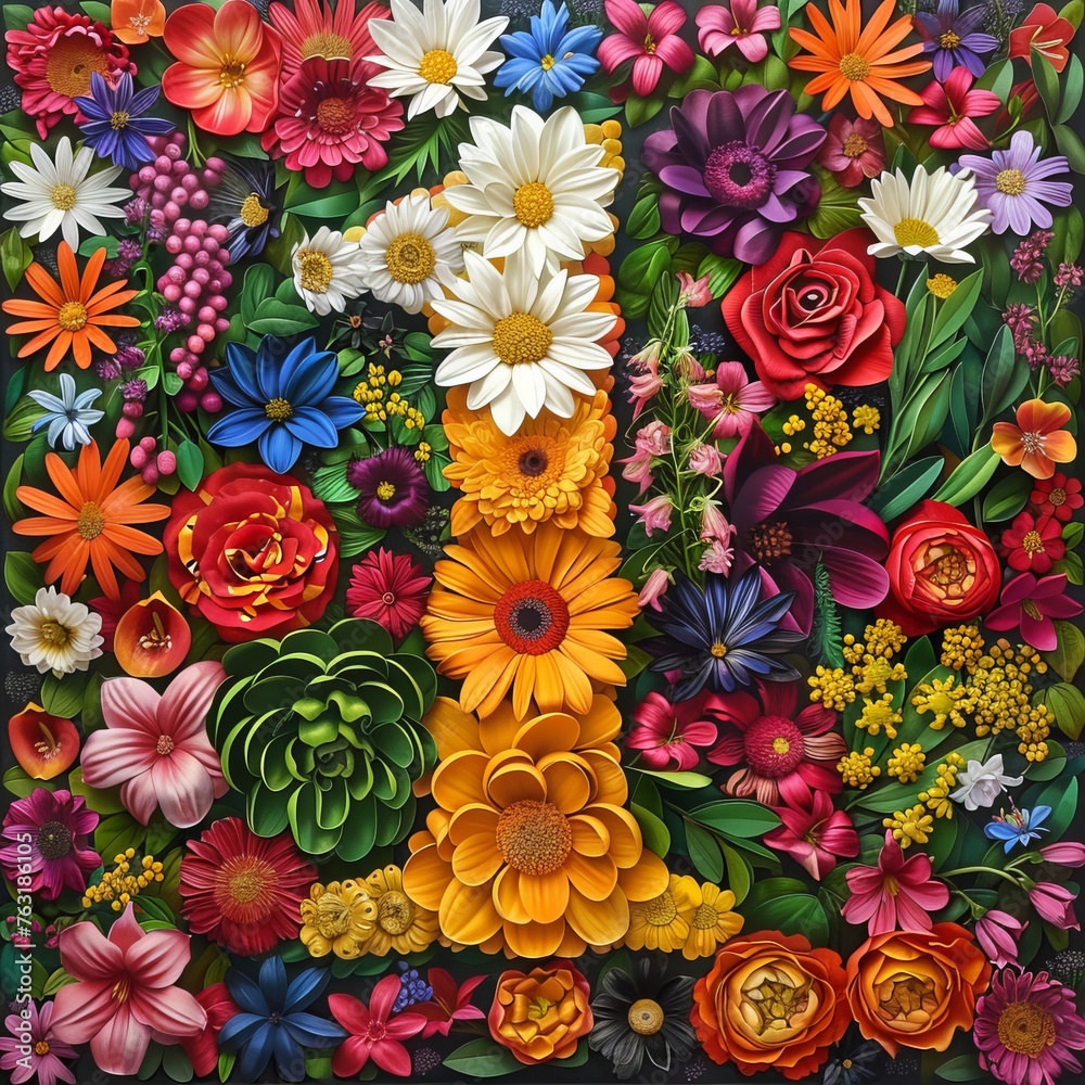 number one on a floral background. number one on a floral background.
