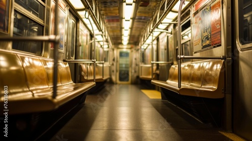 Wallpaper Mural A silence-filled empty subway car with outside vista of a tunnel AI generated illustration Torontodigital.ca