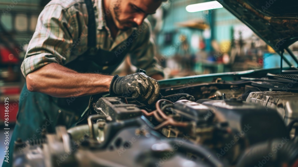 A skilled mechanic repairing vehicles with technical know-how and efficiency AI generated illustration A skilled mechanic repairing vehicles with technical know-how and efficiency AI generated illustration