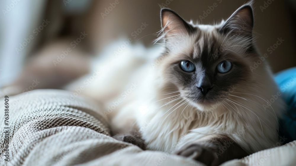 A sweet and gentle Birman cat showcasing a serene and affectionate nature AI generated illustration