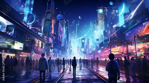 A Futuristic Cityscape Aglow: Nighttime Splendor