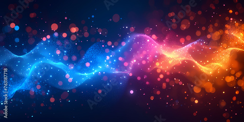 Abstract Neon Background With Glowing Wavy Lines And Colorful Bokeh Lights - A Colorful Lights In The Dark