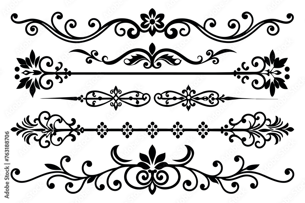 Vintage ornamental Borders elements icon vector set	