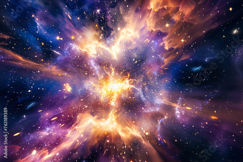 colorful big bang explosion with plasma and energy  expansion of the universe