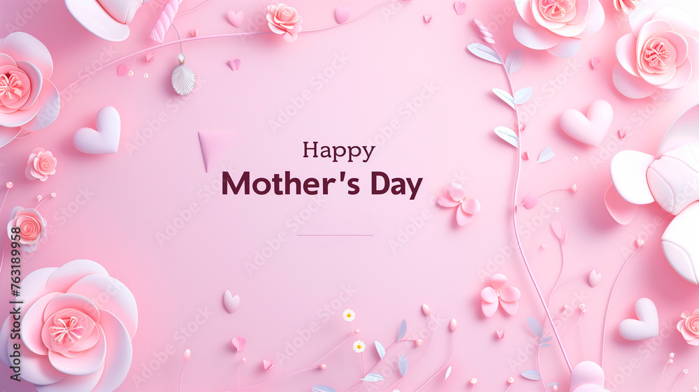 exquisite card for Mother's day with  beautiful bouquet flowers on pastel  background. greeting card.