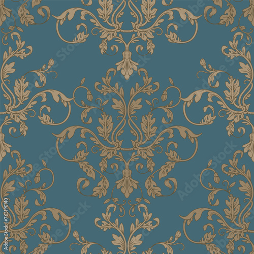 Floral ornament. Contour hand-drawn pattern. Seamless retro background.