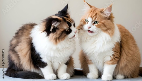 Two Fluffy Cats Grooming Each Other Upscaled 3