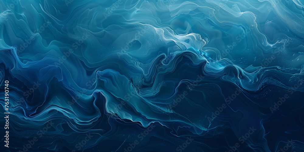 Blue abstract background with the ocean, wave, tide, current feeling. - obrazy, fototapety, plakaty 