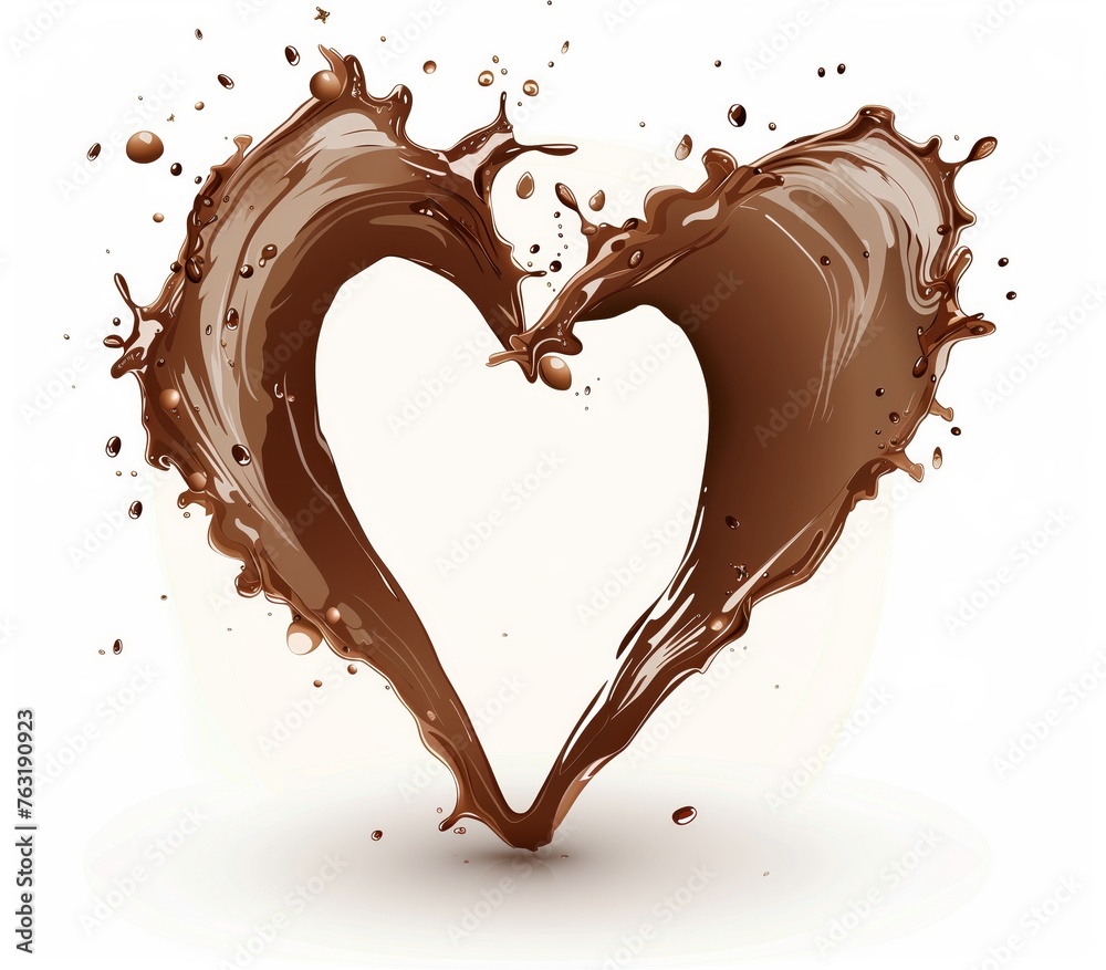 A heart made of chocolate with a splash of milk