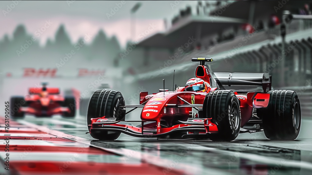 Obraz premium Formula 1 Photography: Capturing the Race Start with Speed and Racing Action