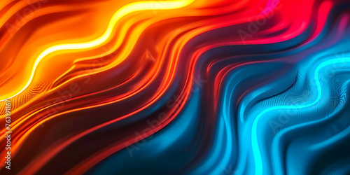 Abstract Background Of Dynamic Neon Lines Glowing In The Dark - A Colorful Waves Of Light