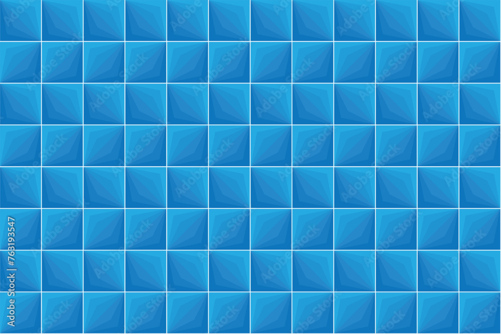Illustration pattern, Abstract Geometric Style. Repeating of blue color layer in square on white background.