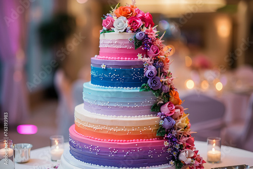 wedding cake decorated with flowers