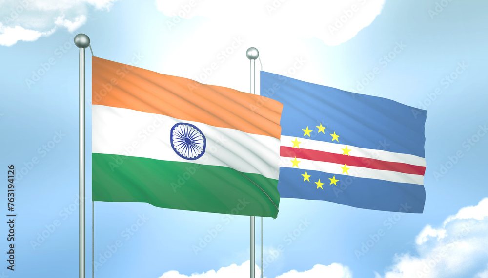 India and Cape Verde Flag Together A Concept of Relations