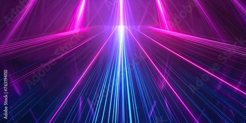 Abstract purple and blue neon lights rays laser