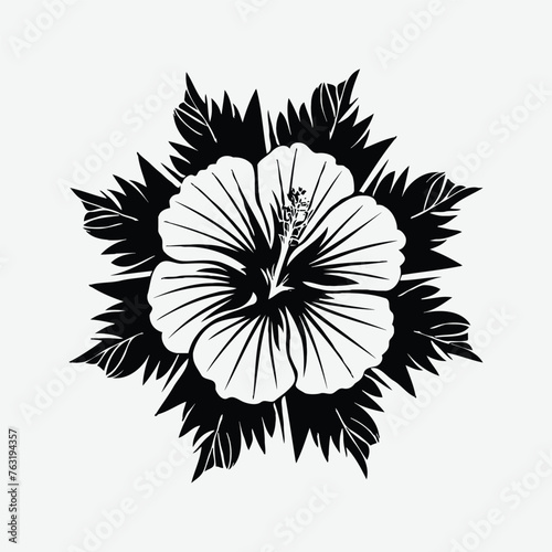 vector hibiscus flower illustration Silhouette isolated on white Background