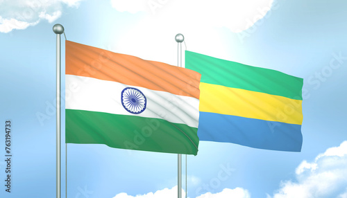 India and Gabon Flag Together A Concept of Relations
