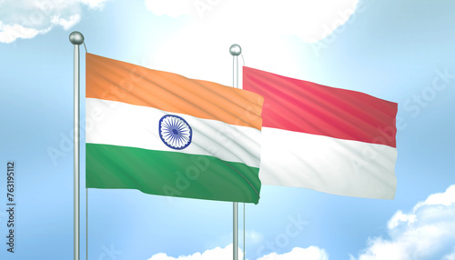 India and Indonesia Flag Together A Concept of Relations
