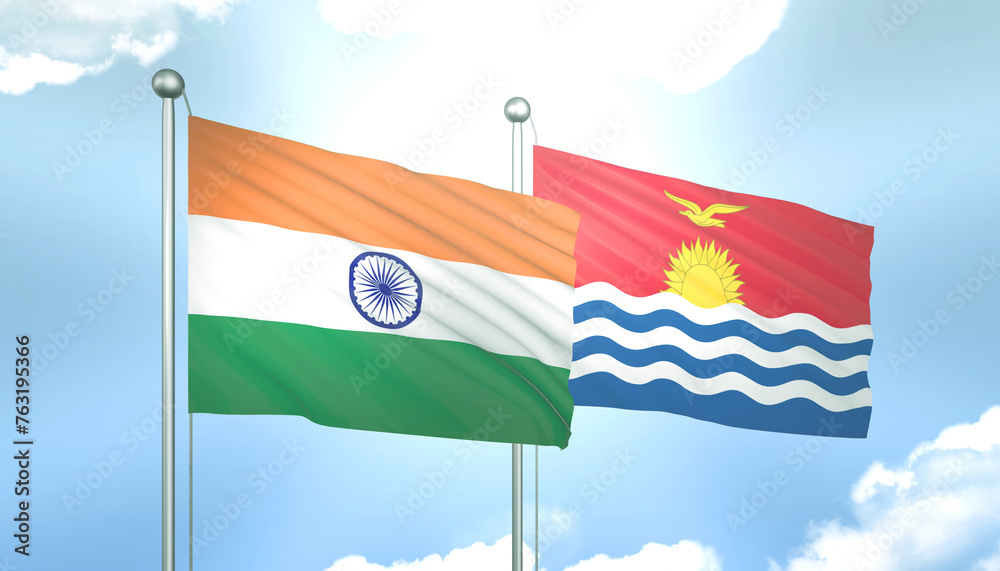 India and Kiribati Flag Together A Concept of Relations India and Kiribati Flag Together A Concept of Relations