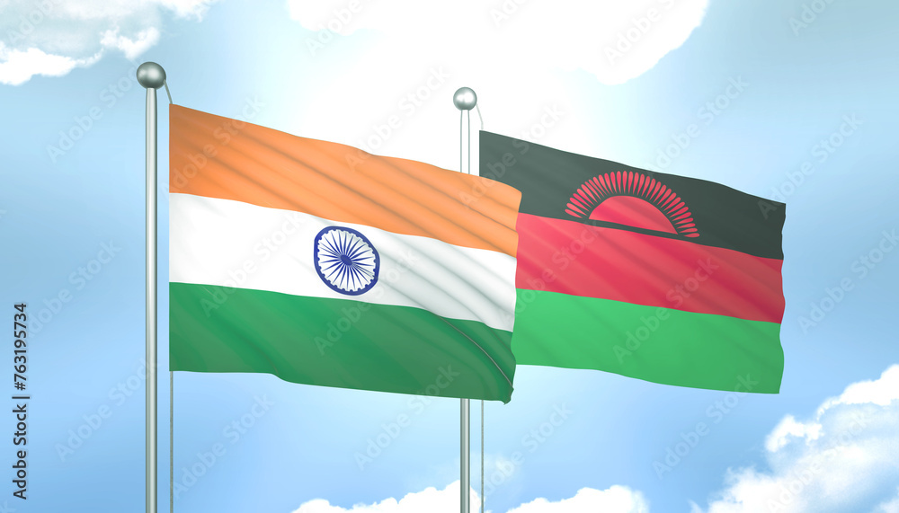 India and Malawi Flag Together A Concept of Relations India and Malawi Flag Together A Concept of Relations