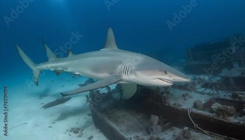 A Hammerhead Shark Investigating A Shipwreck Upscaled 3