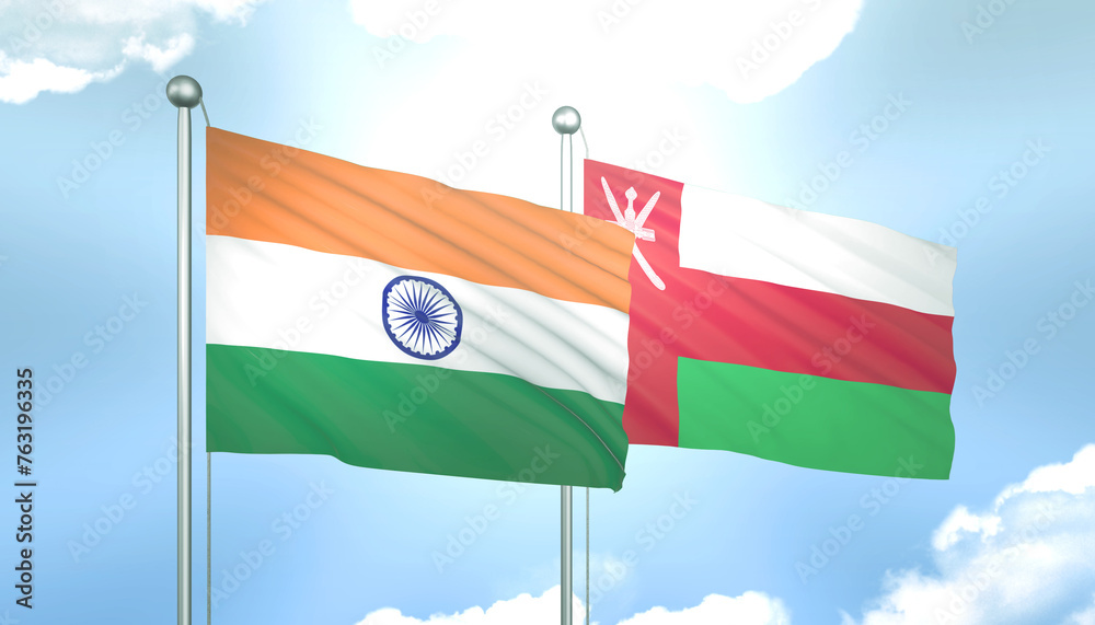 India and Oman Flag Together A Concept of Relations India and Oman Flag Together A Concept of Relations