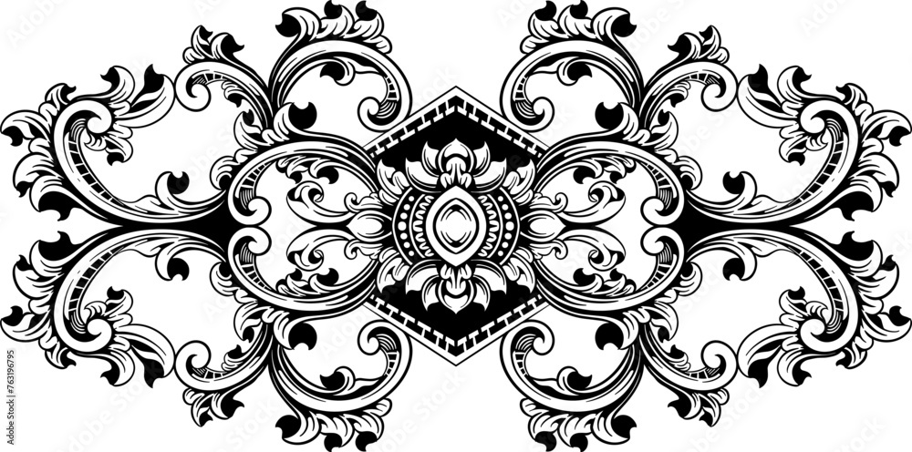 Carved Ornament Design For Background Or Greeting Card In Retro Clasic Style editable Colors