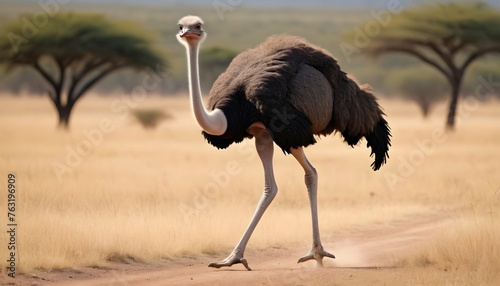 An Ostrich Strutting Confidently Across The Savann Upscaled 3