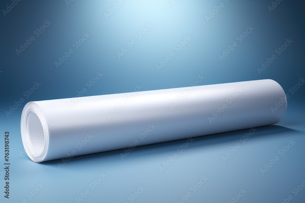 Blank Rolled Paper Banner Mockup on a Blue Background Blank Rolled Paper Banner Mockup on a Blue Background
