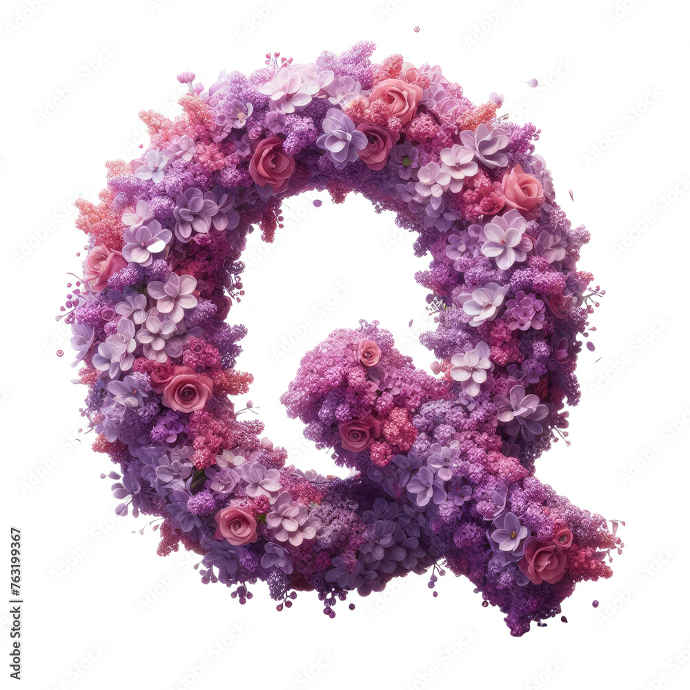 Isolated Floral Letter on a Clear PNG Canvas, Generative AI Isolated Floral Letter on a Clear PNG Canvas, Generative AI