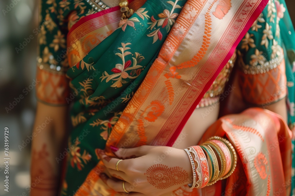 The girl is wearing an Indian sari.
