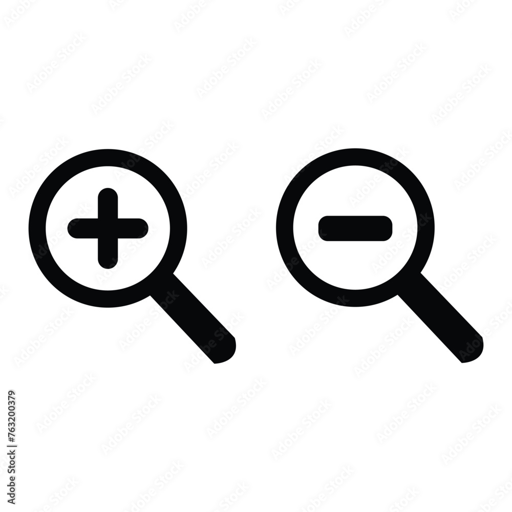 Zoom-in and zoom-out icons on a white background. Vector illustration for the web design. Vector illustration. Eps file 185. Zoom-in and zoom-out icons on a white background. Vector illustration for the web design. Vector illustration. Eps file 185.