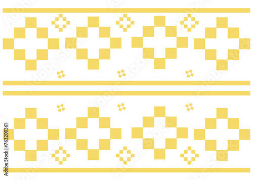 Yellow white tribal traditional ikat ethnic pattern, design for ikat background, argyle fabric, yellow gingham. Produced in many traditional textile centers around the world. including in India