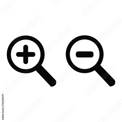 Zoom-in and zoom-out icons on a white background. Vector illustration for the web design. Vector illustration. Eps file 185.