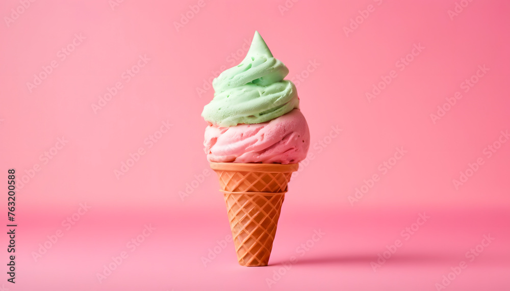 Ice cream cone on pink background Ice cream cone on pink background