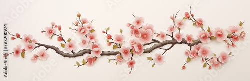 Branch with pink flowers painting