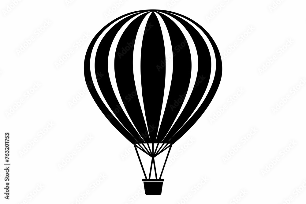 Obraz premium air hot balloon silhouette white background
