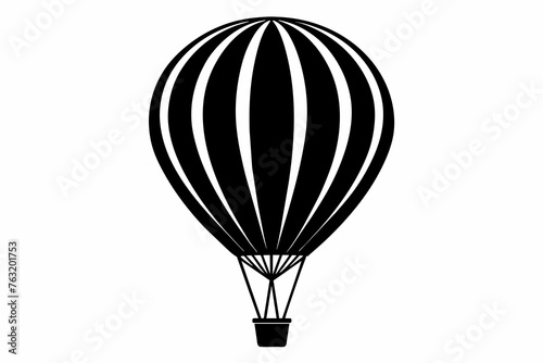 air hot balloon silhouette white background