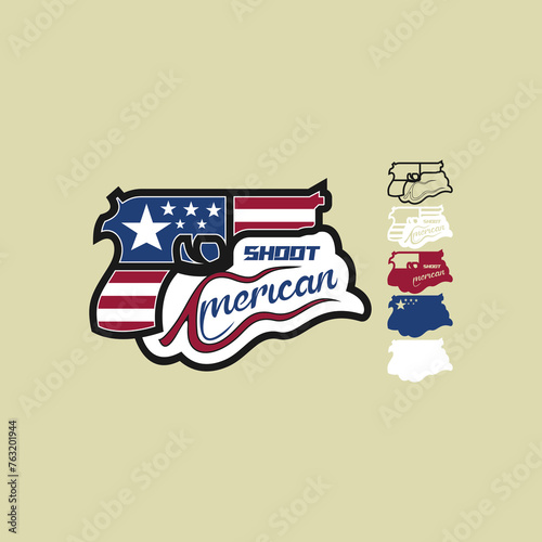 American laser cut with gun design vector