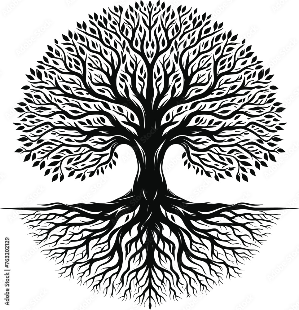 vector black tree of life icon on a white background. vector black tree of life icon on a white background.