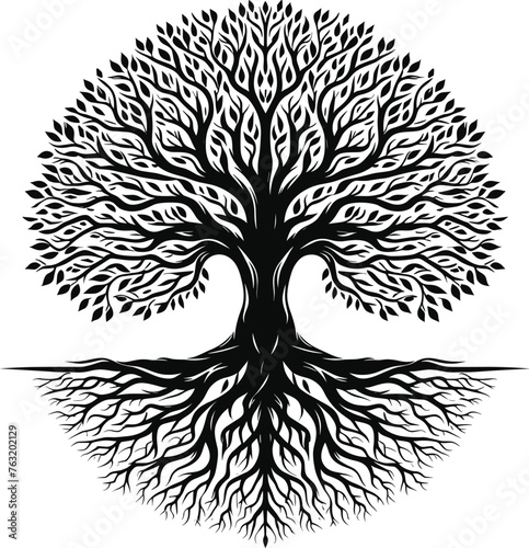 vector black tree of life icon on a white background.