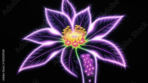magical abstract glowing flower on a black background. ai.