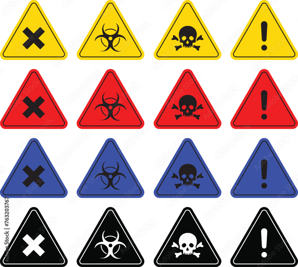 set of warning signs Danger warning sign icons danger signs vector. set of warning signs Danger warning sign icons danger signs vector.