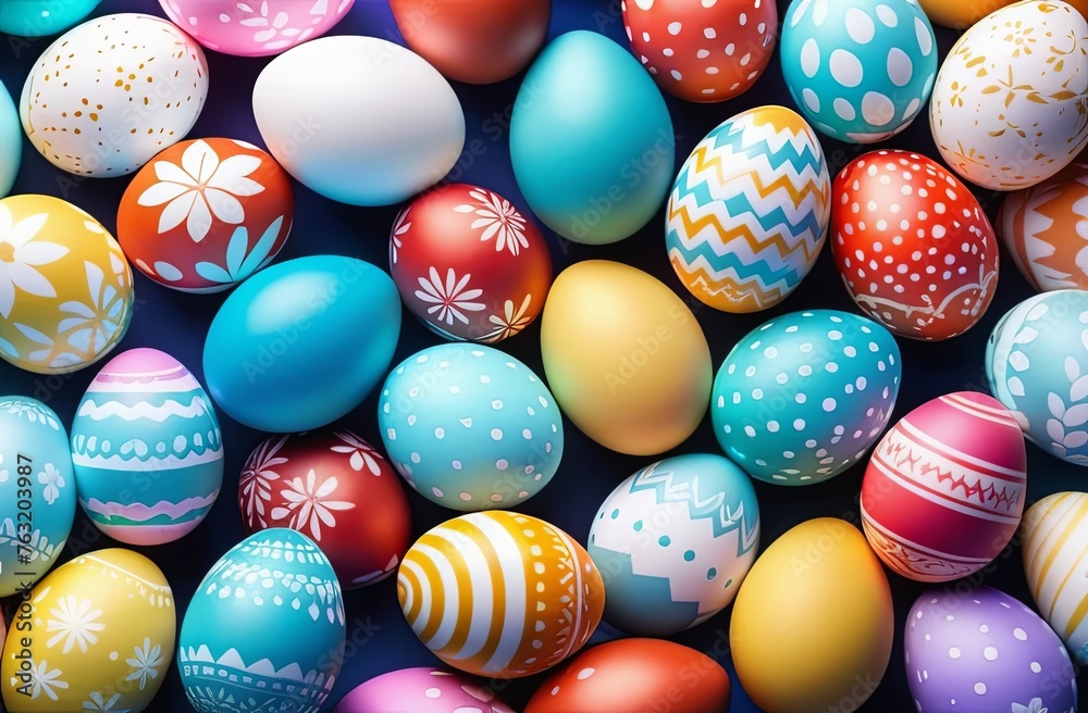 Easter composition of colorful easter eggs over plain background. Springtime holidays concept with copy space - Easter decoration, banner, panorama, background Easter composition of colorful easter eggs over plain background. Springtime holidays concept with copy space - Easter decoration, banner, panorama, background