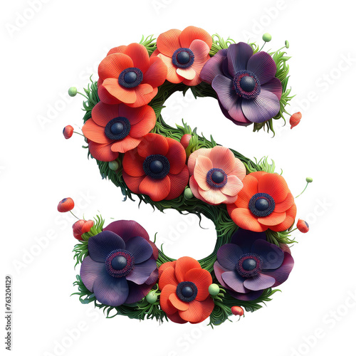 Isolated Floral Letter on a Clear PNG Canvas  Generative AI